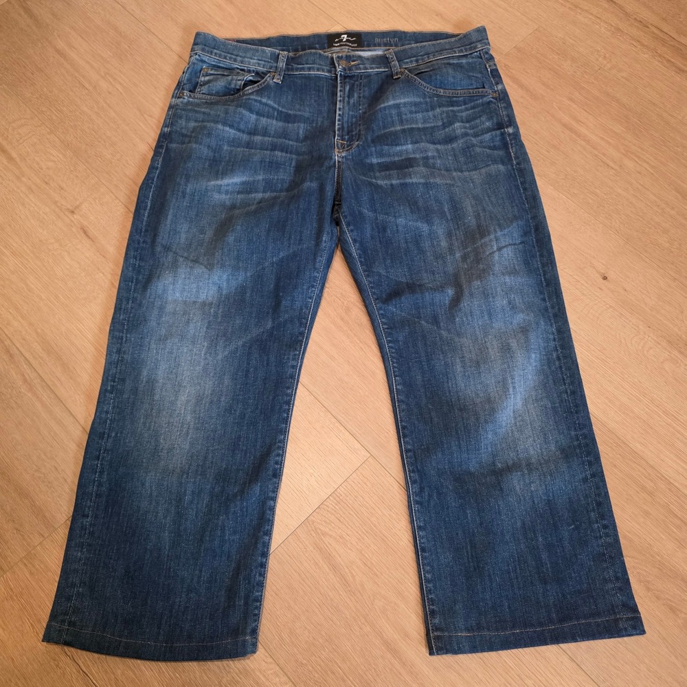 7 For All Mankind Austyn Luxe Performance Relaxed Straight Jeans Blue Size 38